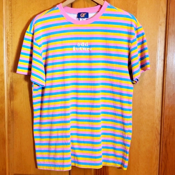 OF Tops - OF M PINK STRIPPED SHORT-SLEEVED TSHIRT